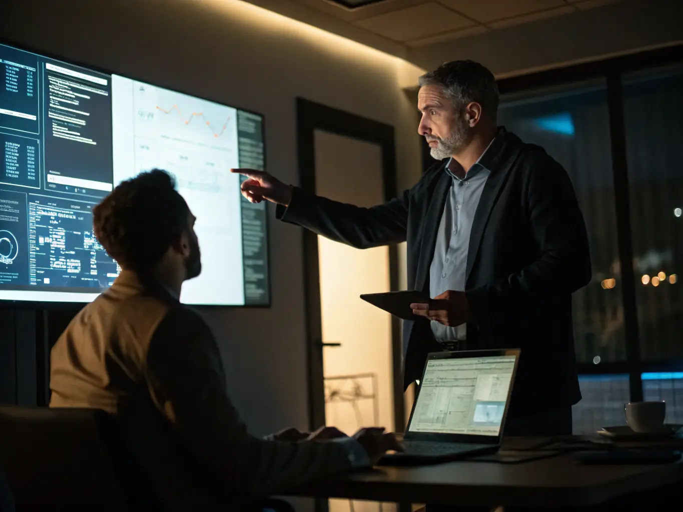 A cybersecurity consultant is presenting a security plan to small business owners, outlining step-by-step measures to protect their systems and ensure compliance with industry standards.